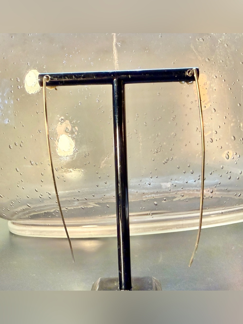 Minimalist Custom Gold Tone Long Curved Wire Drop Earrings